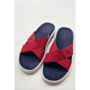 Red Ralph Lauren Polo Slippers -‎ Size 7.5B
